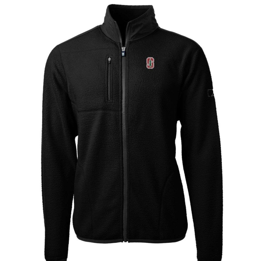 Men * | Online Sales Men'S Cutter & Buck Black Stanford Cardinal Big & Tall Cascade Eco Sherpa Fleece Full-Zip Jacket