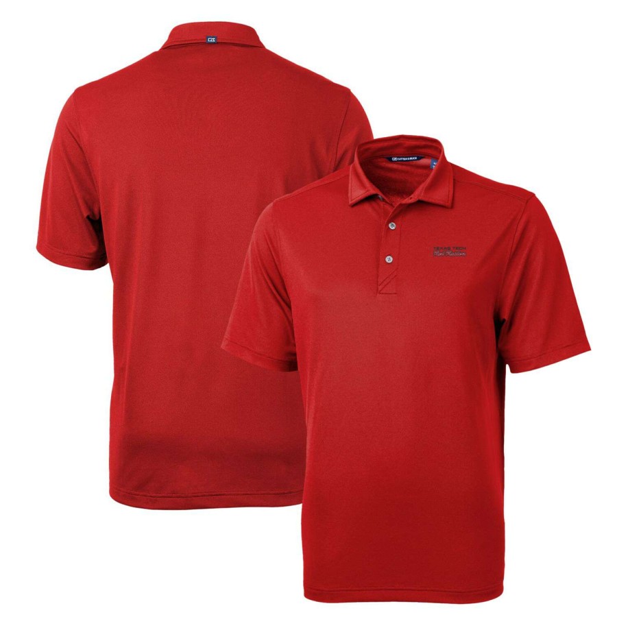 Men * | Clearance Sale Men'S Cutter & Buck Red Texas Tech Red Raiders Team Logo Virtue Eco Pique Recycled Polo