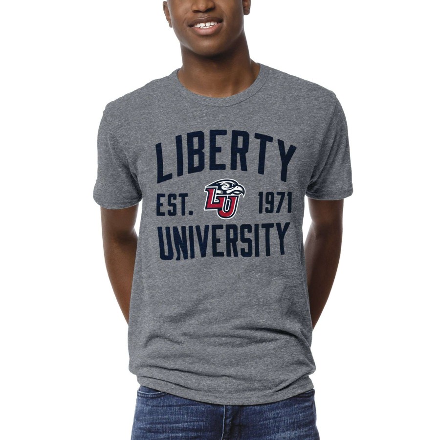 Men * | Online Discount Men'S League Collegiate Wear Heather Gray Liberty Flames 1274 Victory Falls T-Shirt