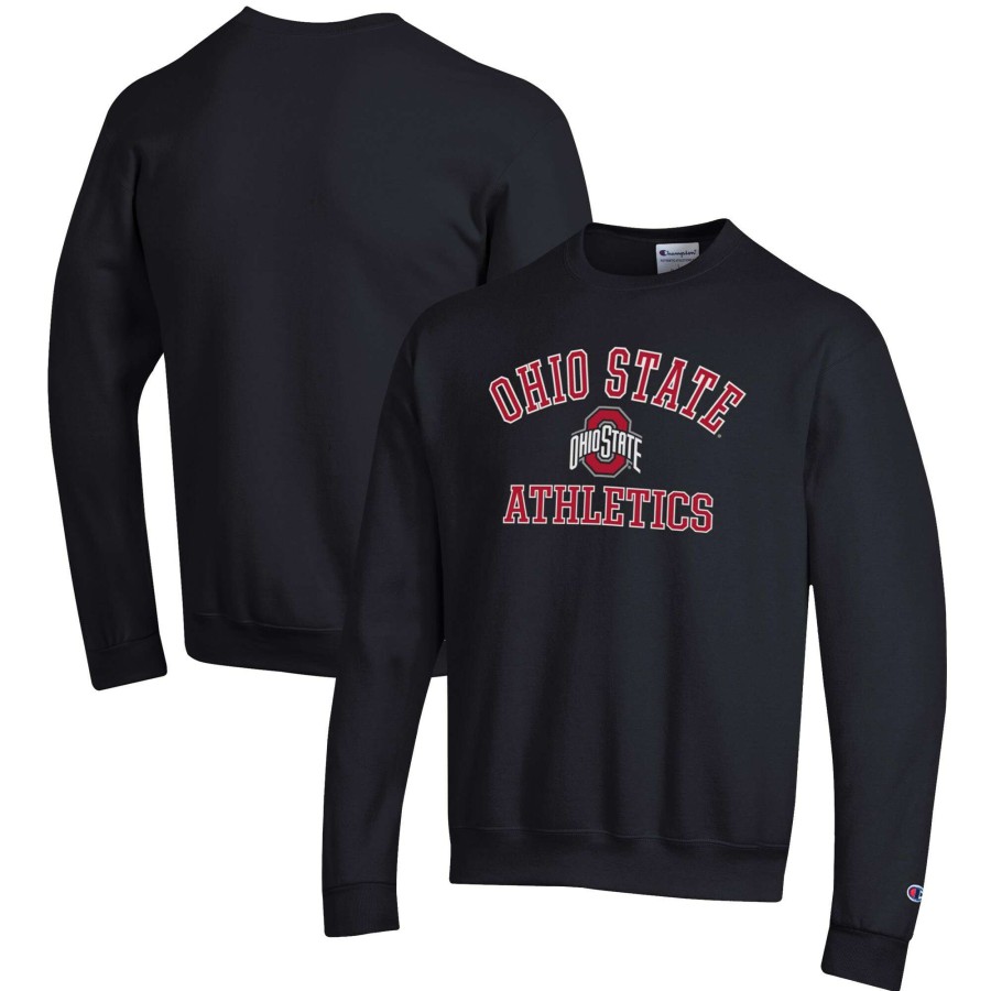 Men * | Tendy Style Men'S Champion Black Ohio State Buckeyes Athletics Logo Pullover Sweatshirt