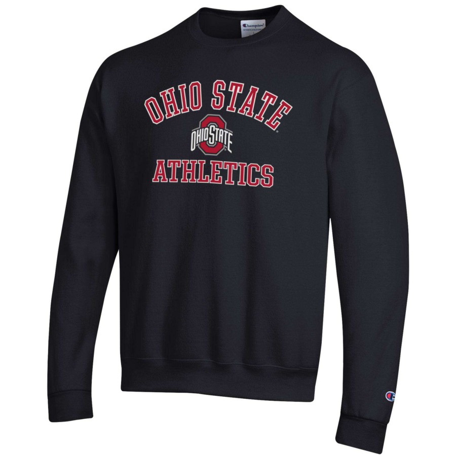 Men * | Tendy Style Men'S Champion Black Ohio State Buckeyes Athletics Logo Pullover Sweatshirt