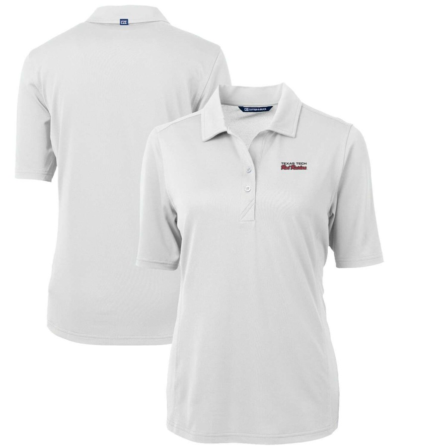 Women * | Best Sellers Women'S Cutter & Buck White Texas Tech Red Raiders Team Virtue Eco Pique Recycled Polo