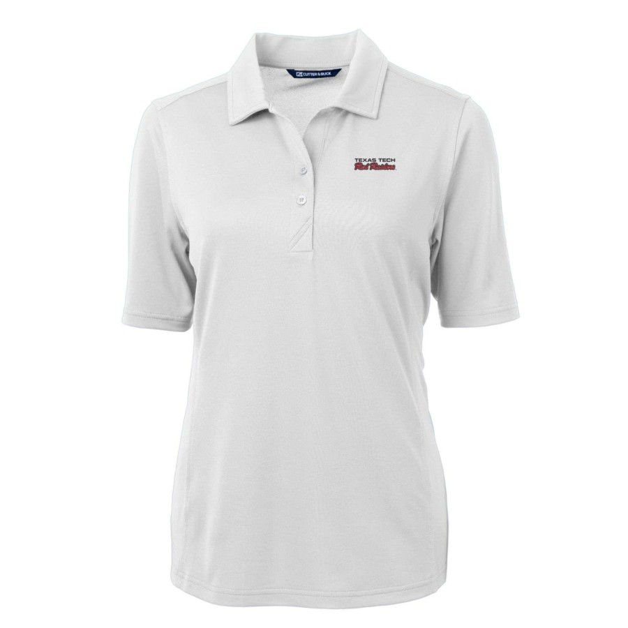 Women * | Best Sellers Women'S Cutter & Buck White Texas Tech Red Raiders Team Virtue Eco Pique Recycled Polo