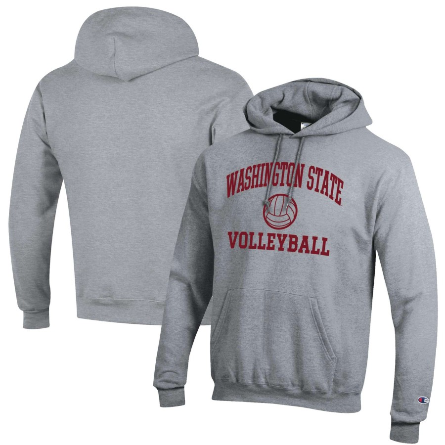 Men * | Tendy Style Men'S Champion Gray Washington State Cougars Volleyball Icon Pullover Hoodie