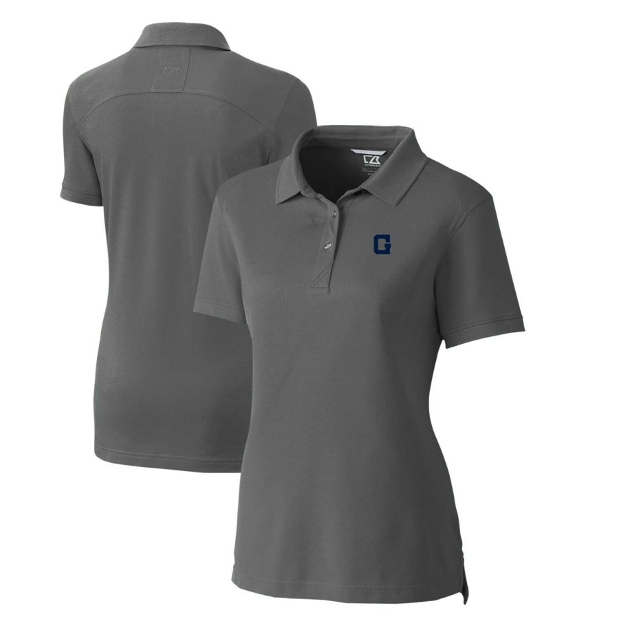 Women * | Reliable Quality Women'S Cutter & Buck Steel Georgetown Hoyas Advantage Tri-Blend Pique Polo