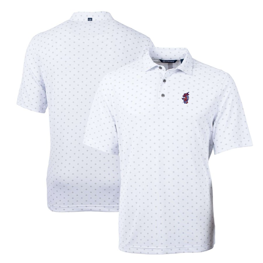 Men * | Bestsellers Men'S Cutter & Buck White Florida Gators Swinging Gator Big & Tall Virtue Eco Pique Tile Print Recycled Polo