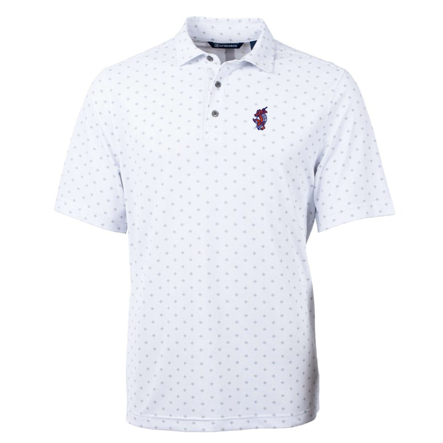 Men * | Bestsellers Men'S Cutter & Buck White Florida Gators Swinging Gator Big & Tall Virtue Eco Pique Tile Print Recycled Polo