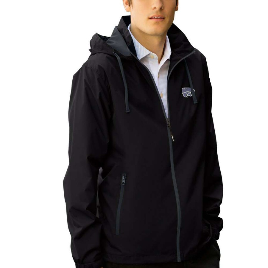 Men * | Tendy Style Men'S Black/Charcoal Kansas State Wildcats Club Full-Zip Hooded Jacket