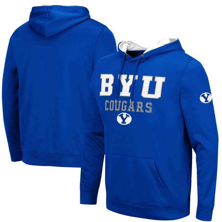 Men * | Tendy Style Men'S Colosseum Royal Byu Cougars Sunrise Pullover Hoodie