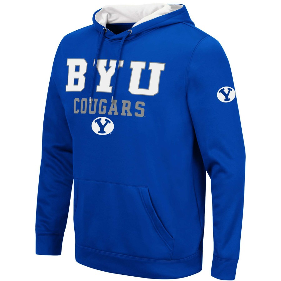 Men * | Tendy Style Men'S Colosseum Royal Byu Cougars Sunrise Pullover Hoodie