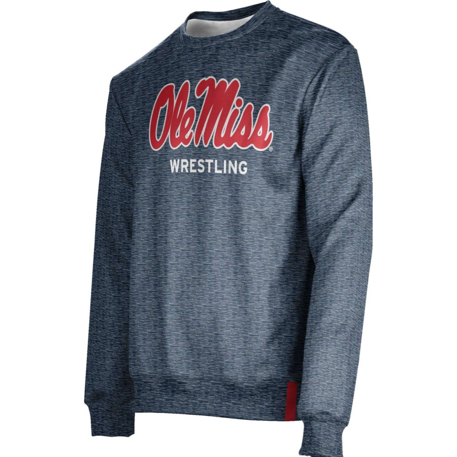 Men * | Hot Sell Men'S Navy Ole Miss Rebels Wrestling Name Drop Crewneck Pullover Sweatshirt