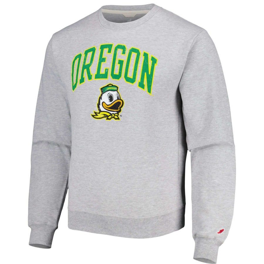 Men * | Limited Edition Men'S League Collegiate Wear Gray Oregon Ducks 1965 Arch Essential Lightweight Pullover Sweatshirt