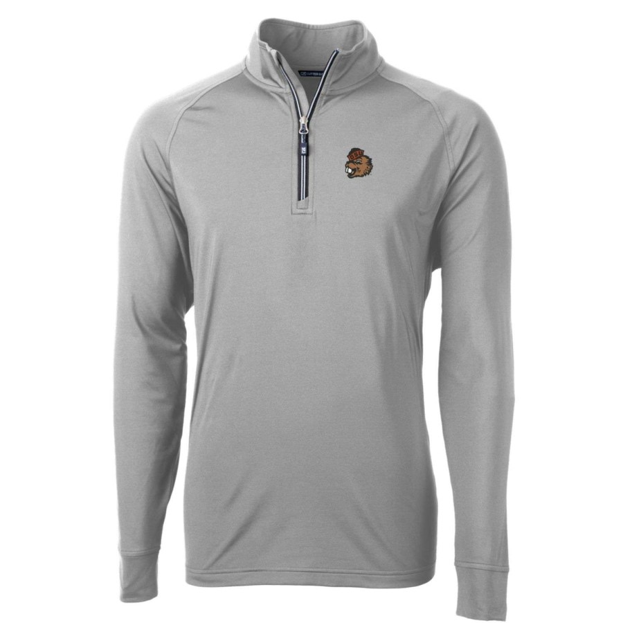 Men * | Reliable Quality Men'S Cutter & Buck Gray Oregon State Beavers Adapt Eco Knit Stretch Recycled Quarter-Zip Pullover Top