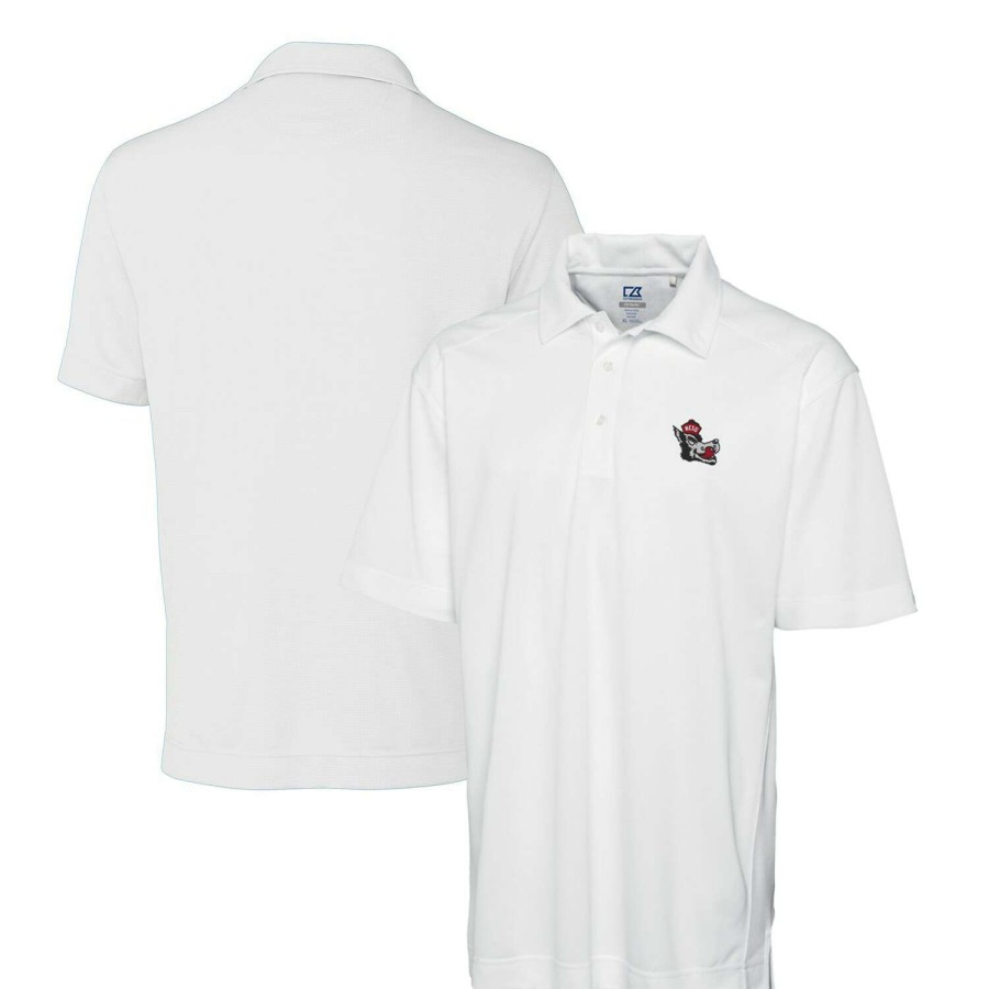 Men * | Reliable Quality Men'S Cutter & Buck White Nc State Wolfpack Drytec Genre Textured Solid Polo