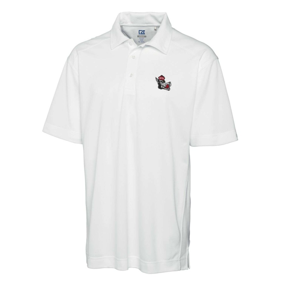 Men * | Reliable Quality Men'S Cutter & Buck White Nc State Wolfpack Drytec Genre Textured Solid Polo