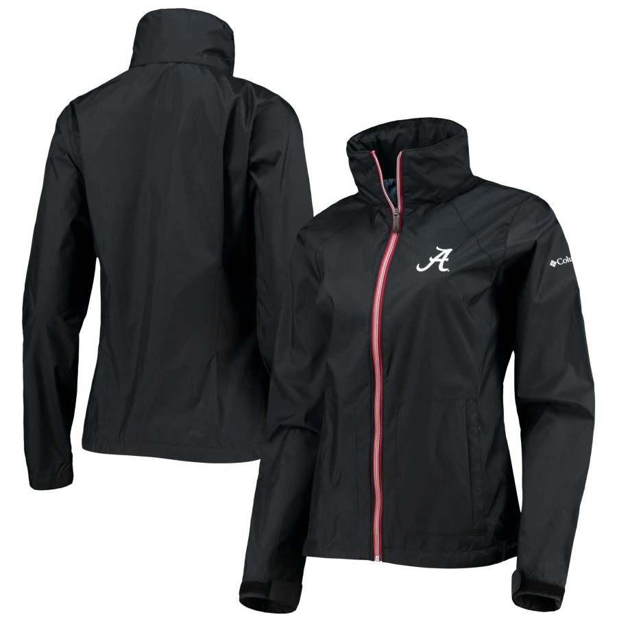 Women * | Reliable Quality Women'S Columbia Black Alabama Crimson Tide Switchback Full-Zip Hoodie Jacket