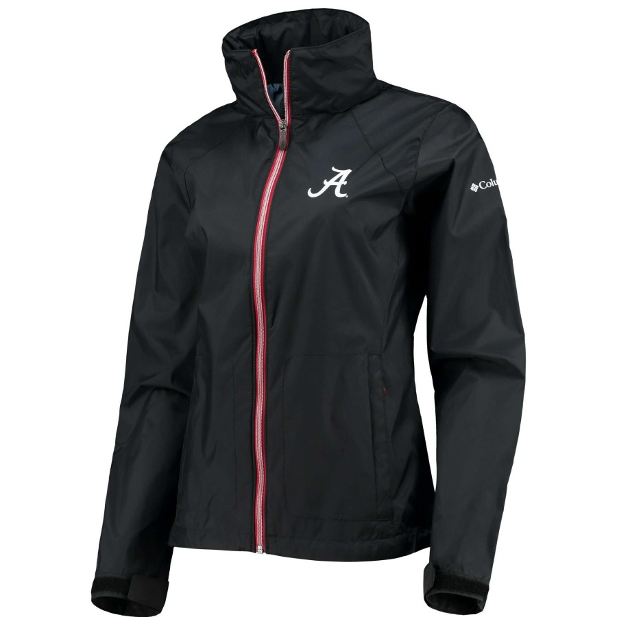 Women * | Reliable Quality Women'S Columbia Black Alabama Crimson Tide Switchback Full-Zip Hoodie Jacket