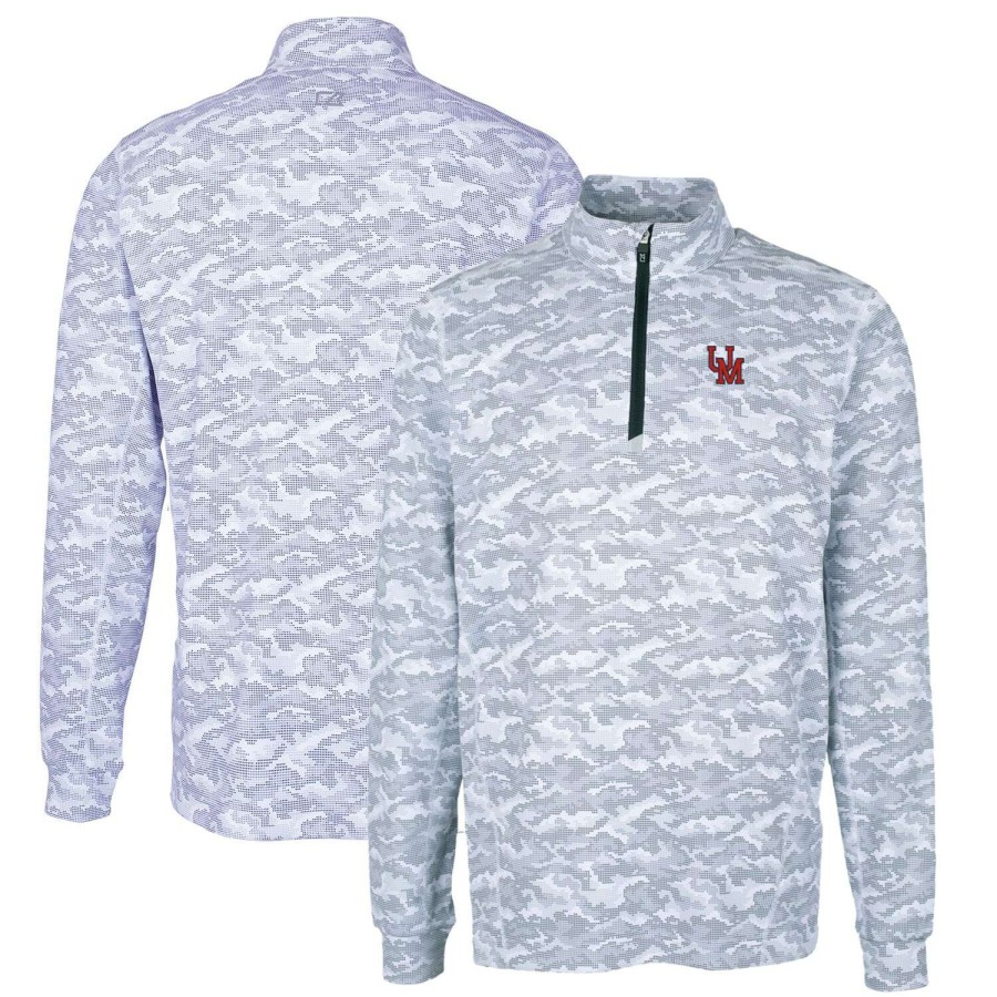 Men * | Hot Sell Men'S Cutter & Buck Charcoal Ole Miss Rebels Vault Big & Tall Traverse Camo Print Stretch Quarter-Zip Pullover Top