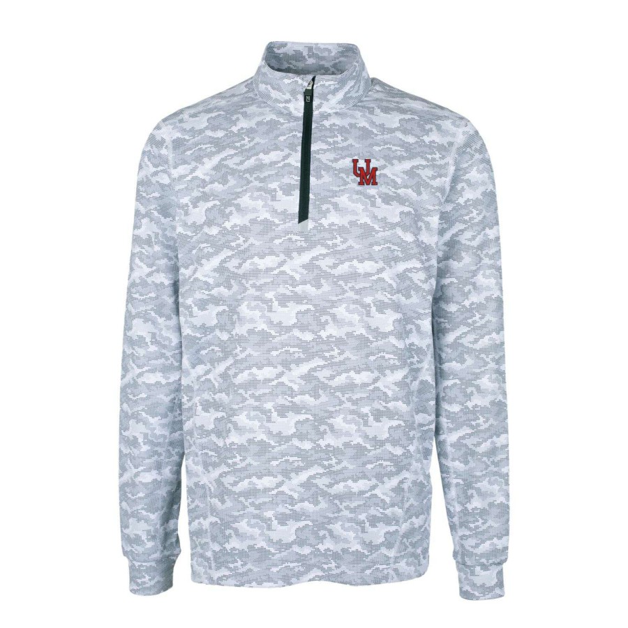 Men * | Hot Sell Men'S Cutter & Buck Charcoal Ole Miss Rebels Vault Big & Tall Traverse Camo Print Stretch Quarter-Zip Pullover Top