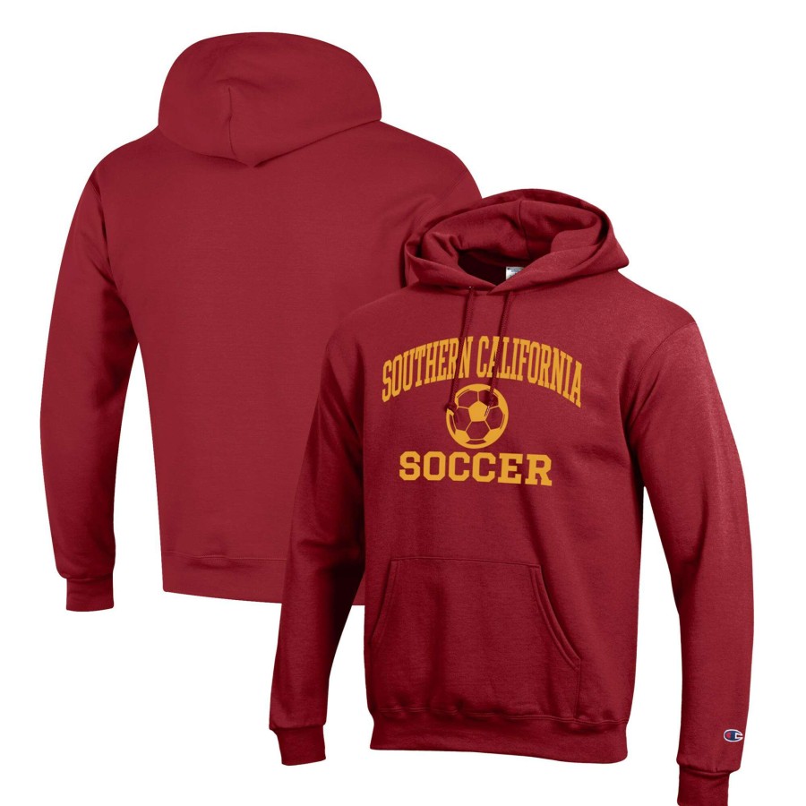 Men * | Online Discount Men'S Champion Cardinal Usc Trojans Soccer Icon Powerblend Pullover Hoodie