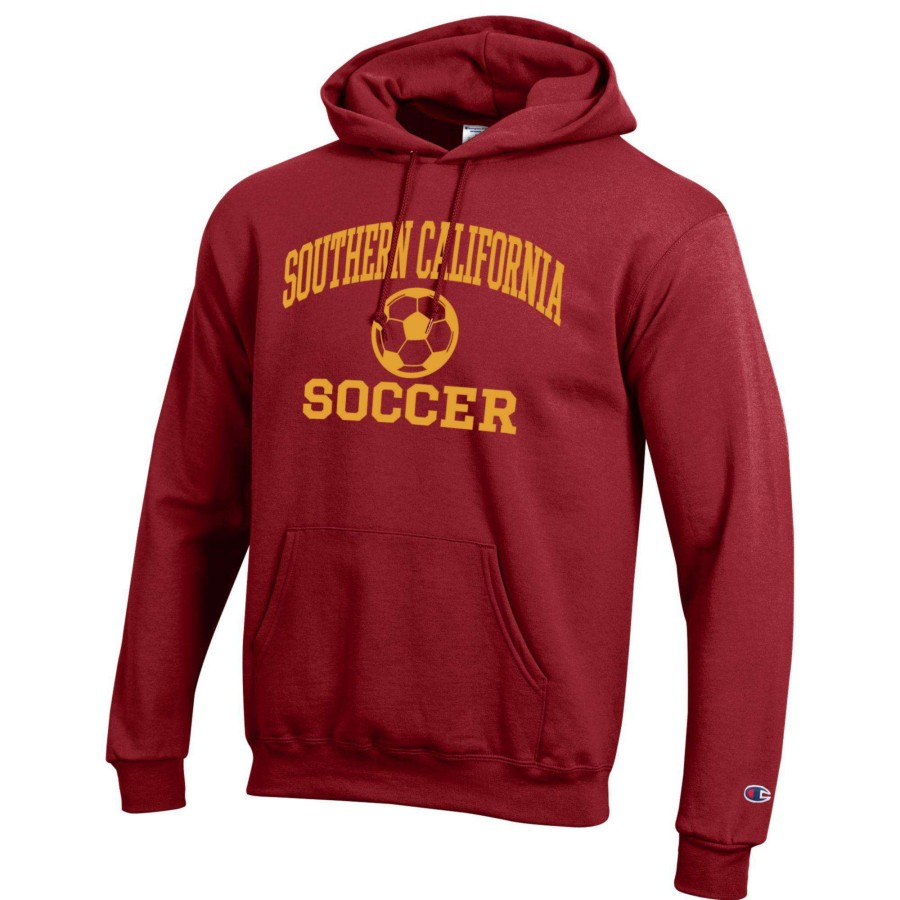 Men * | Online Discount Men'S Champion Cardinal Usc Trojans Soccer Icon Powerblend Pullover Hoodie