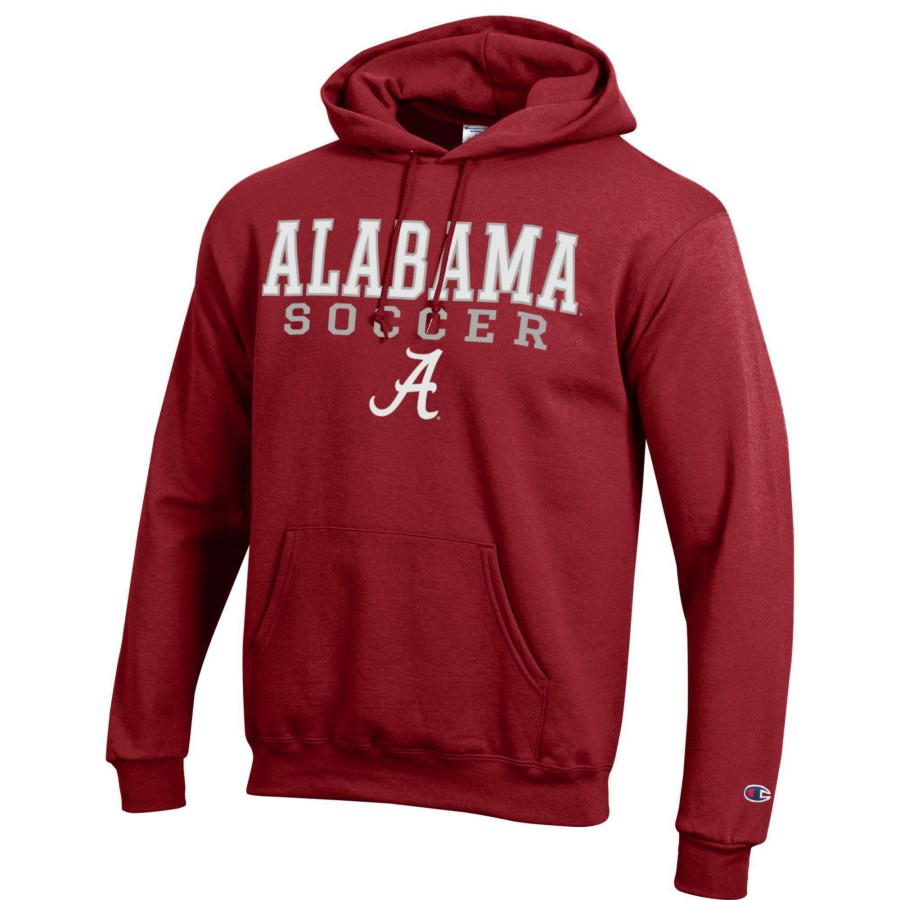 Men * | Online Discount Men'S Champion Crimson Alabama Crimson Tide Soccer Stack Logo Powerblend Pullover Hoodie