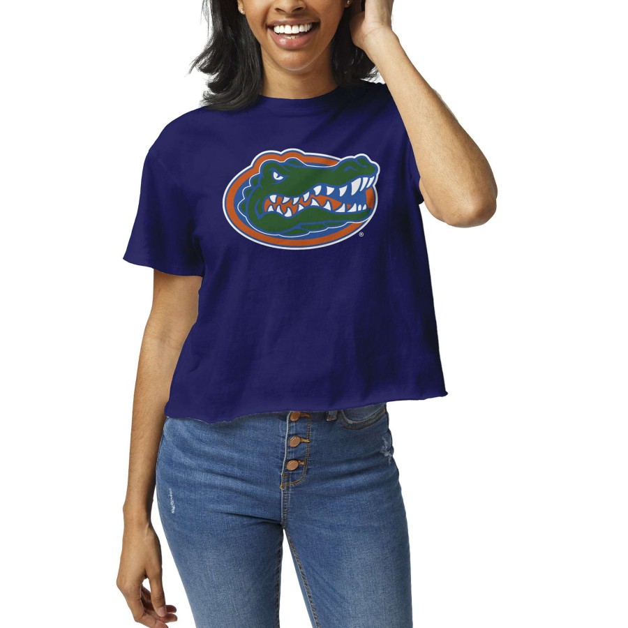 Women * | Sale Online Women'S League Collegiate Wear Royal Florida Gators Clothesline Crop T-Shirt