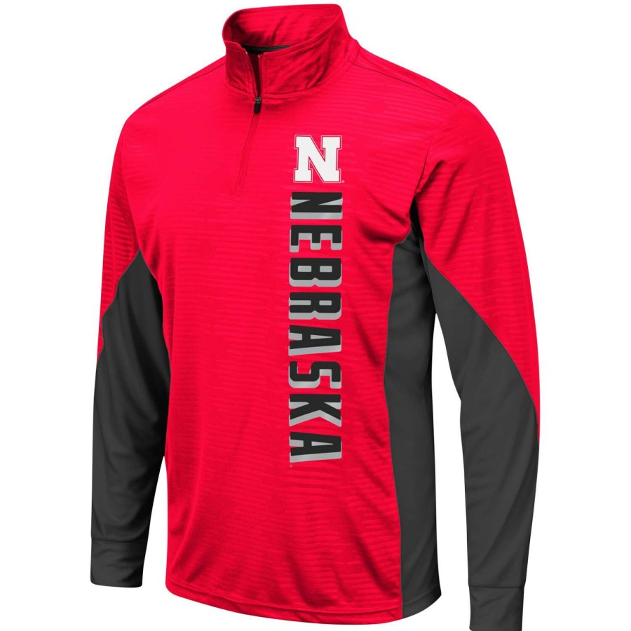 Men * | Reliable Quality Men'S Colosseum Scarlet Nebraska Huskers Bart Windshirt Quarter-Zip Pullover Jacket