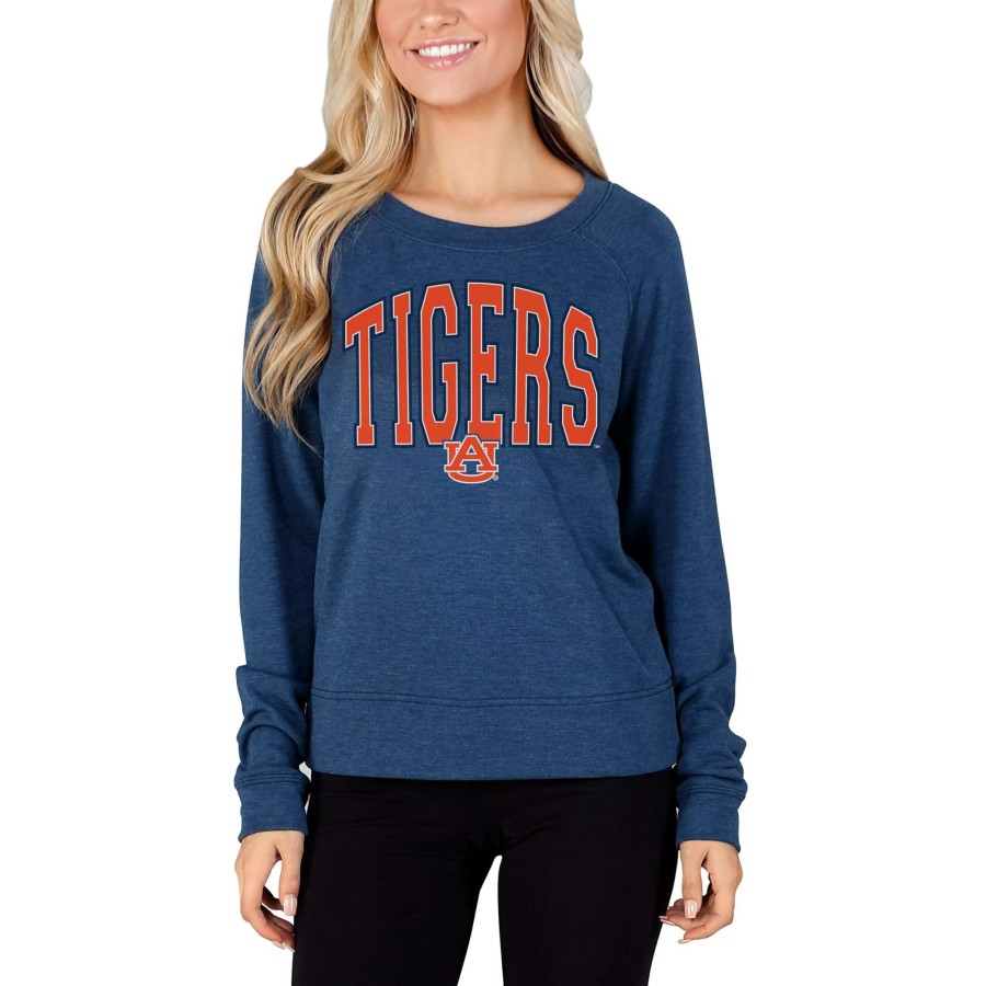 Women * | Reliable Quality Women'S Concepts Sport Navy Auburn Tigers Mainstream Terry Long Sleeve T-Shirt