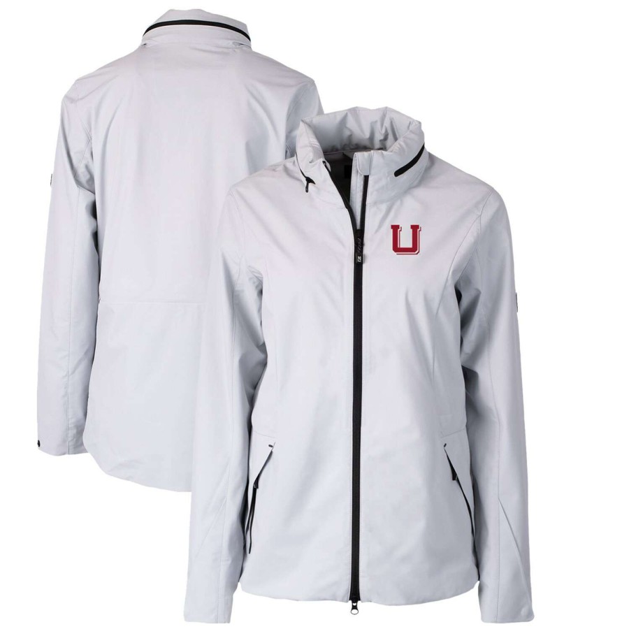 Women * | Reliable Quality Women'S Cutter & Buck Gray Utah Utes Vault Vapor Water Repellent Stretch Full-Zip Rain Jacket