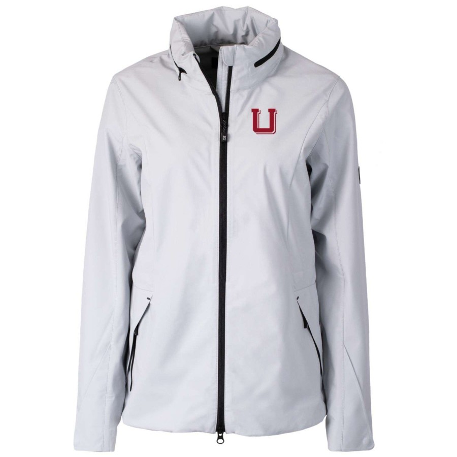 Women * | Reliable Quality Women'S Cutter & Buck Gray Utah Utes Vault Vapor Water Repellent Stretch Full-Zip Rain Jacket