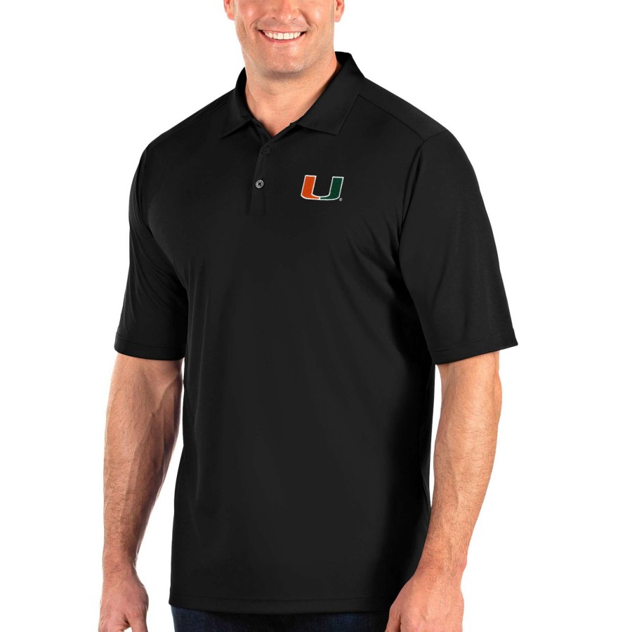 Men * | Lower Prices Men'S Antigua Black Miami Hurricanes Big & Tall Tribute Polo