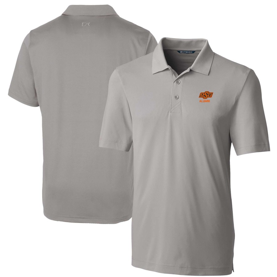 Men * | Reliable Quality Men'S Cutter & Buck Gray Oklahoma State Cowboys Alumni Logo Forge Stretch Drytec Polo