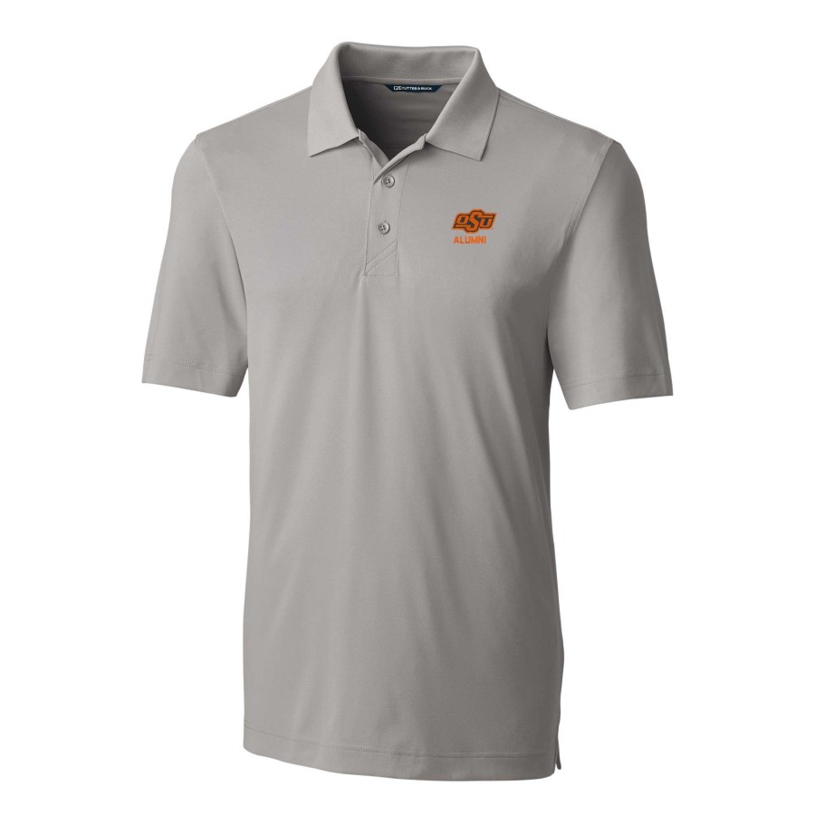 Men * | Reliable Quality Men'S Cutter & Buck Gray Oklahoma State Cowboys Alumni Logo Forge Stretch Drytec Polo