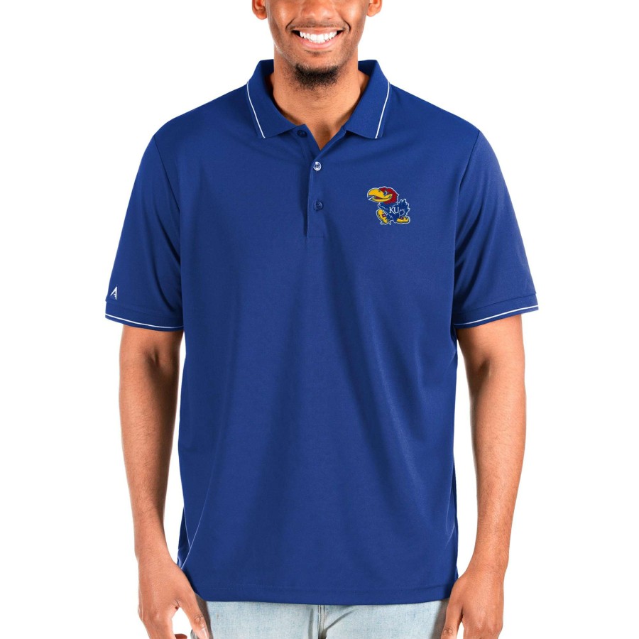 Men * | Lower Prices Men'S Antigua Royal Kansas Jayhawks Affluent Big & Tall Polo