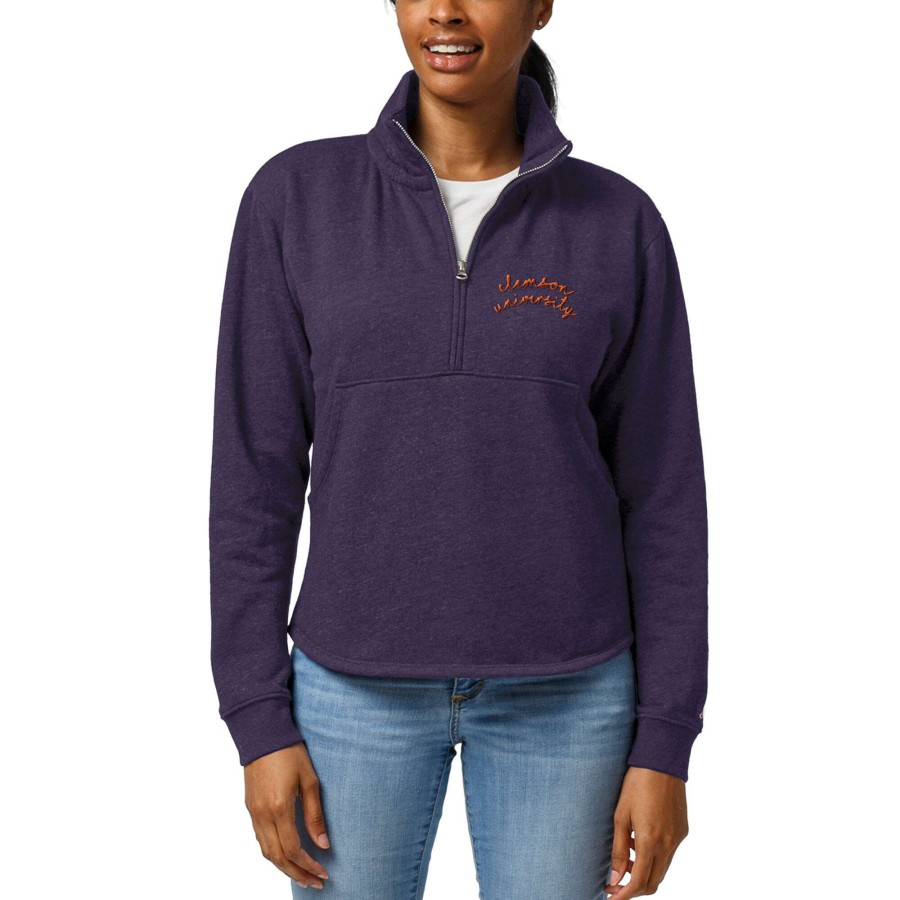 Women * | Online Discount Women'S League Collegiate Wear Heathered Purple Clemson Tigers Victory Springs Half-Zip Pullover Jacket