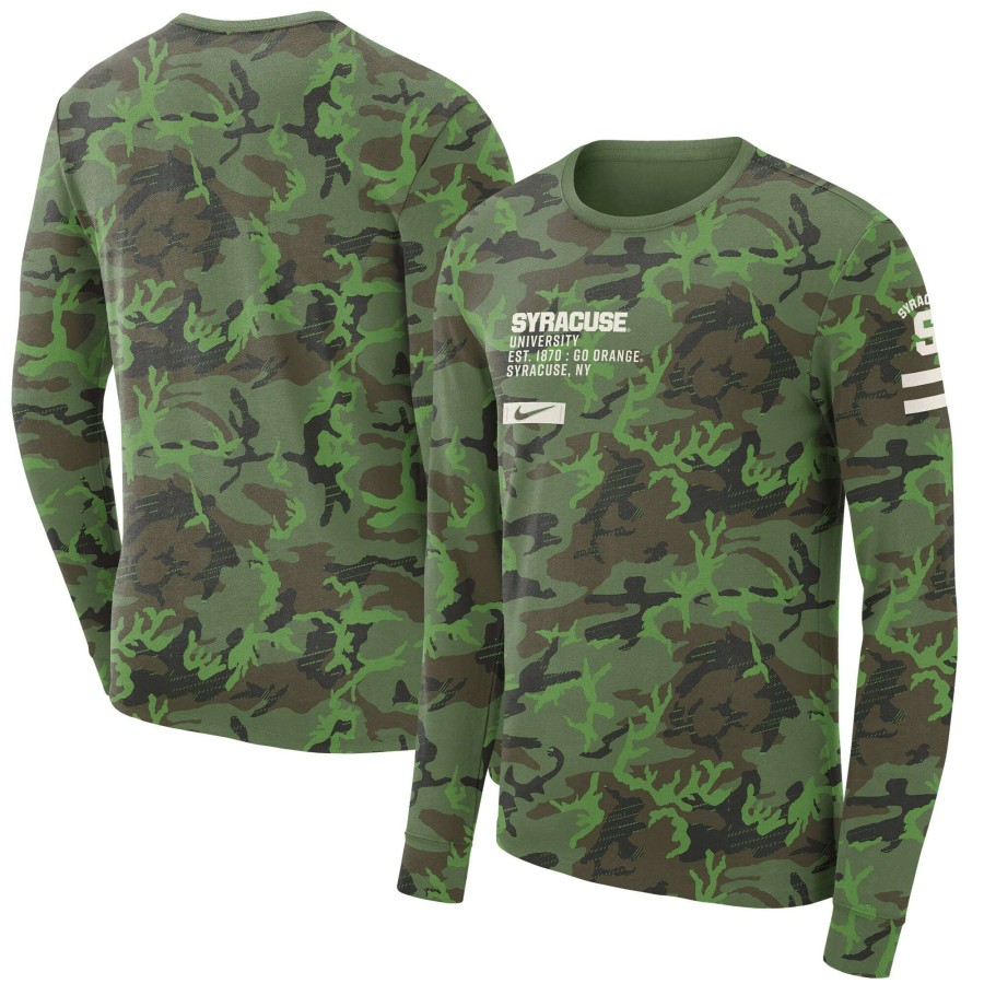 Men * | Good Quality Men'S Nike Camo Syracuse Orange Military Long Sleeve T-Shirt