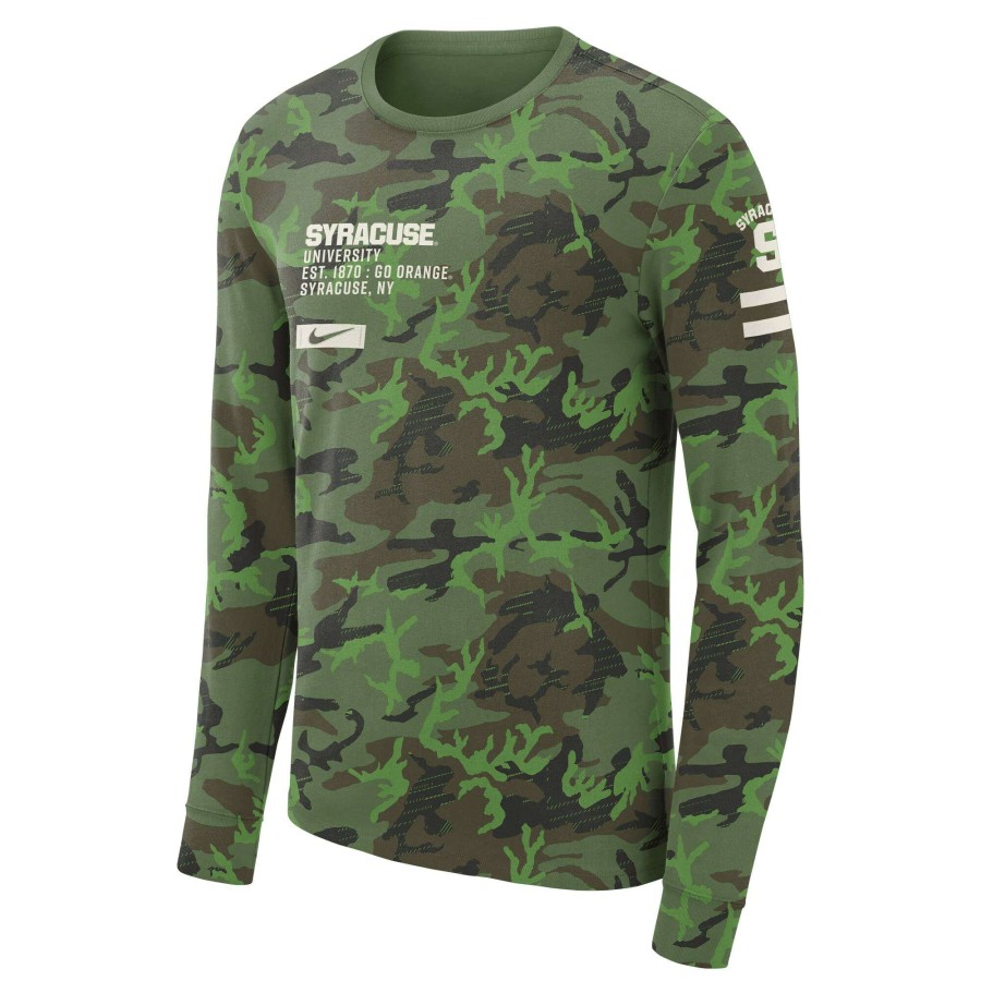 Men * | Good Quality Men'S Nike Camo Syracuse Orange Military Long Sleeve T-Shirt