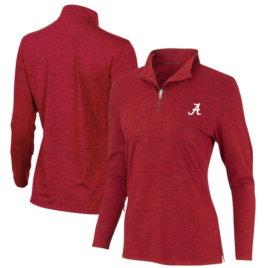 Women * | Online Sales Women'S Crimson Alabama Crimson Tide Peached Marled Yarn Quarter-Zip Pullover Jacket