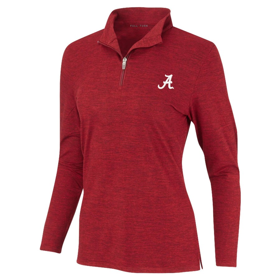 Women * | Online Sales Women'S Crimson Alabama Crimson Tide Peached Marled Yarn Quarter-Zip Pullover Jacket