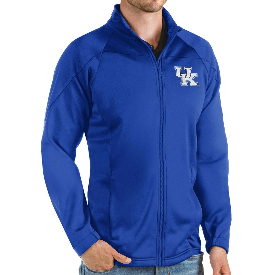 Men * | Clearance Sale Men'S Antigua Royal Kentucky Wildcats Links Full-Zip Golf Jacket