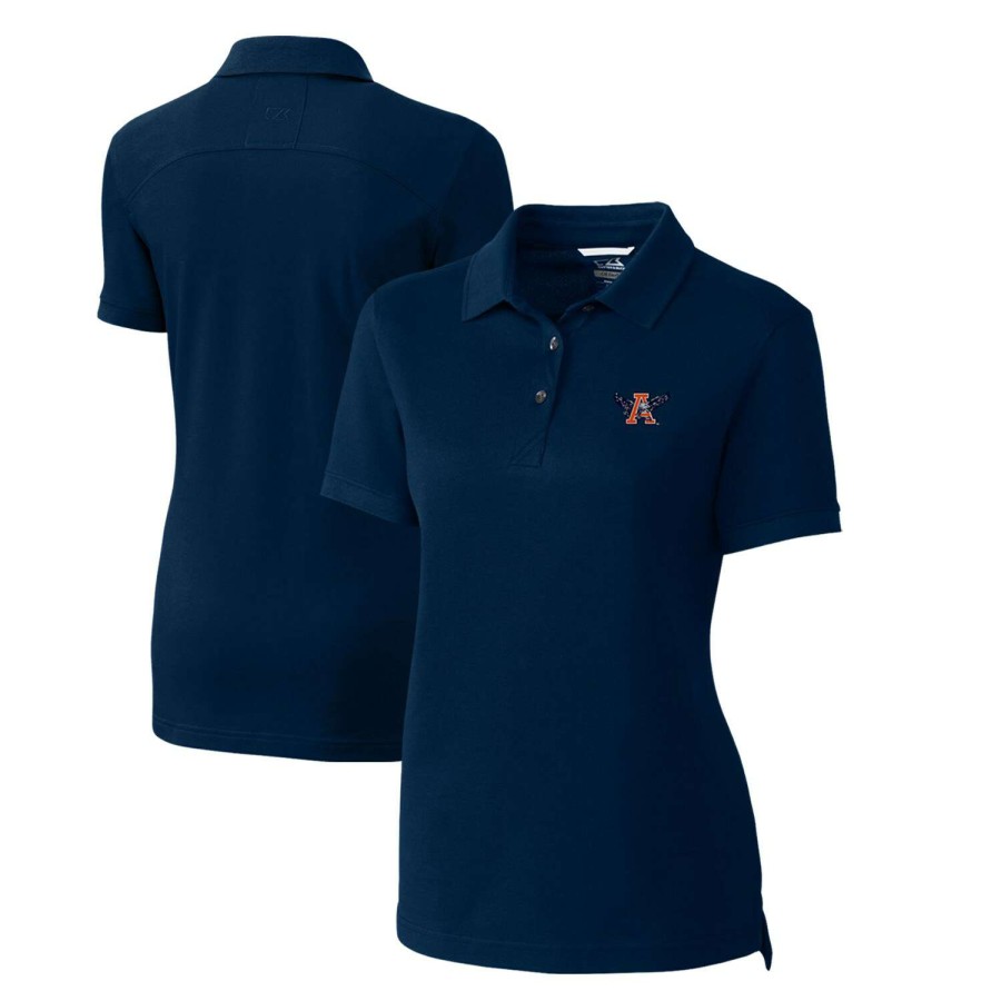 Women * | Good Quality Women'S Cutter & Buck Navy Auburn Tigers Advantage Tri-Blend Pique Polo