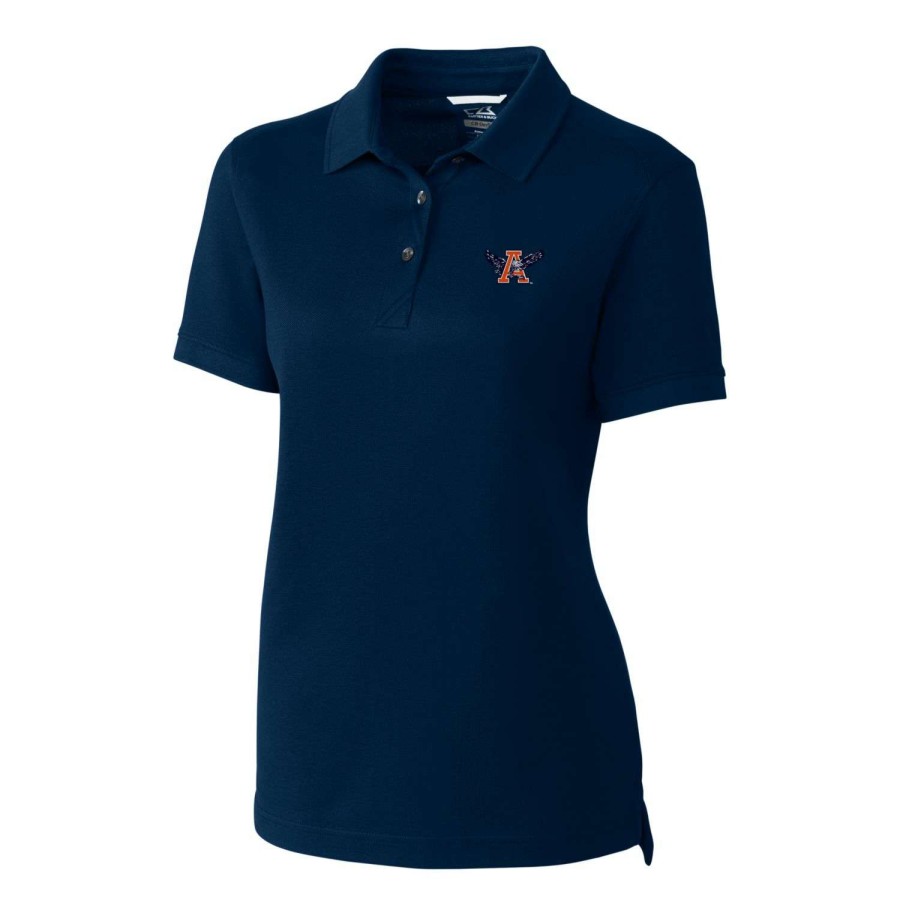 Women * | Good Quality Women'S Cutter & Buck Navy Auburn Tigers Advantage Tri-Blend Pique Polo