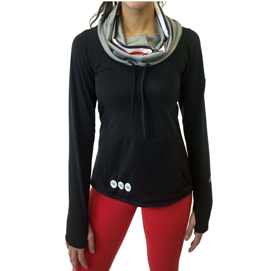 Women * | Best Sellers Women'S Black Ohio State Buckeyes Luxe Funnel Neck Pullover Sweatshirt