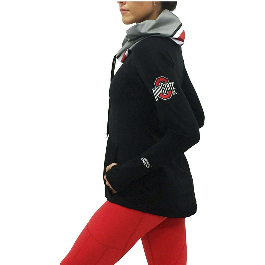 Women * | Best Sellers Women'S Black Ohio State Buckeyes Luxe Funnel Neck Pullover Sweatshirt