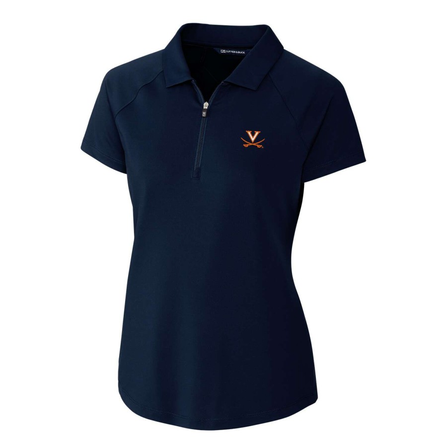 Women * | Online Discount Women'S Cutter & Buck Navy Virginia Cavaliers Forge Polo