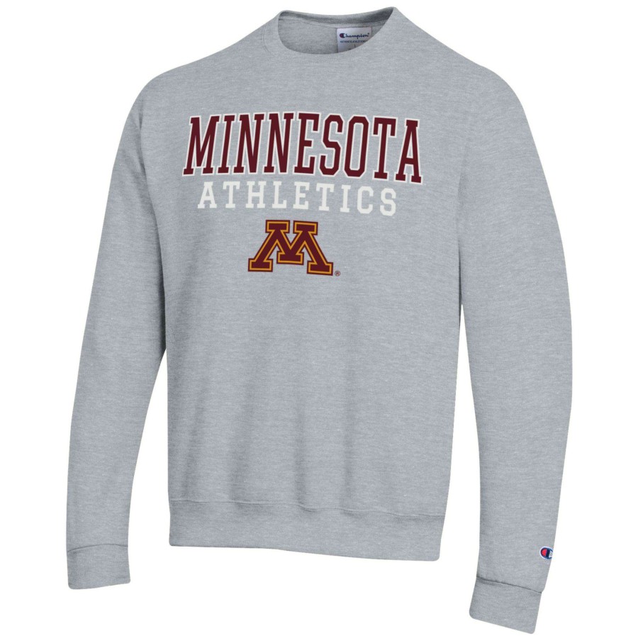 Men * | Tendy Style Men'S Champion Gray Minnesota Golden Gophers Athletics Logo Stack Pullover Sweatshirt