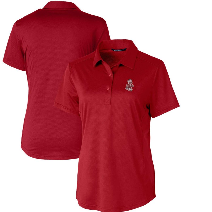 Women * | Lower Prices Women'S Cutter & Buck Crimson Washington State Cougars Vault Prospect Textured Stretch Polo