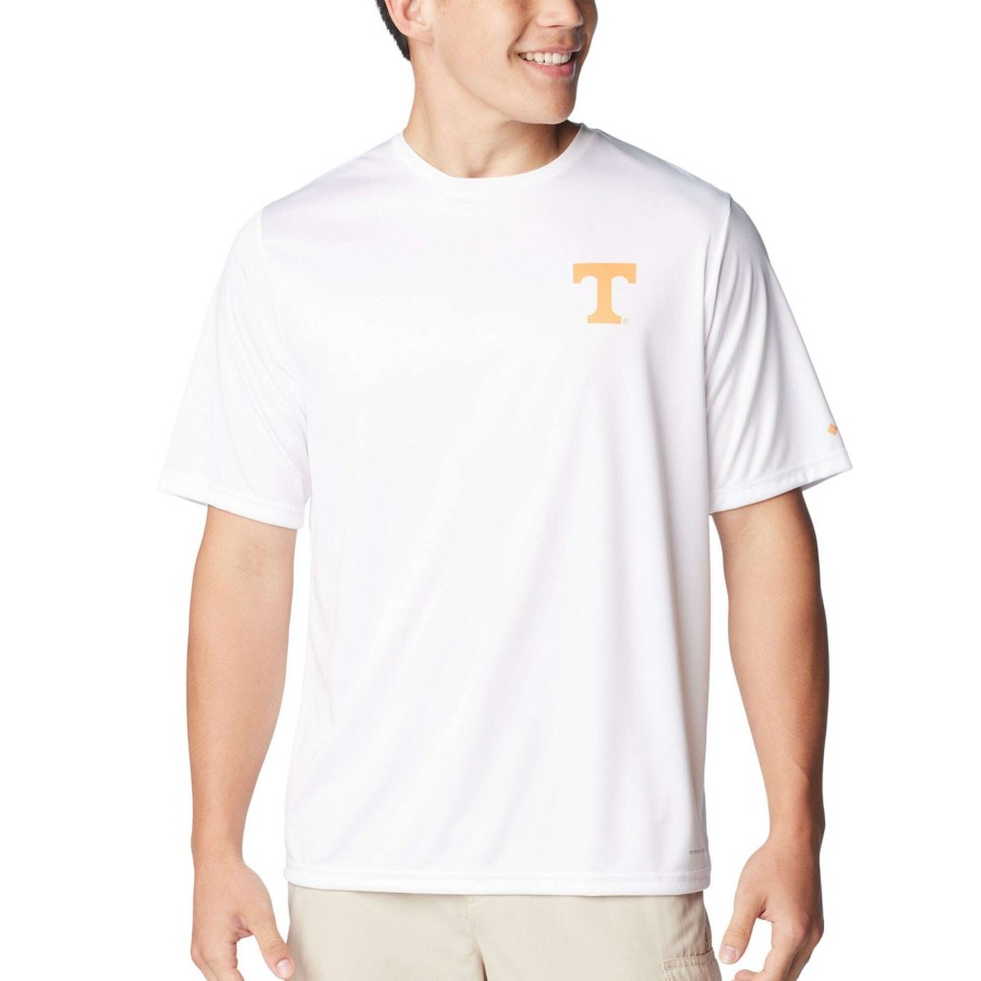 Men * | Best Sellers Men'S Columbia White Tennessee Volunteers Terminal Tackle State Omni-Shade T-Shirt