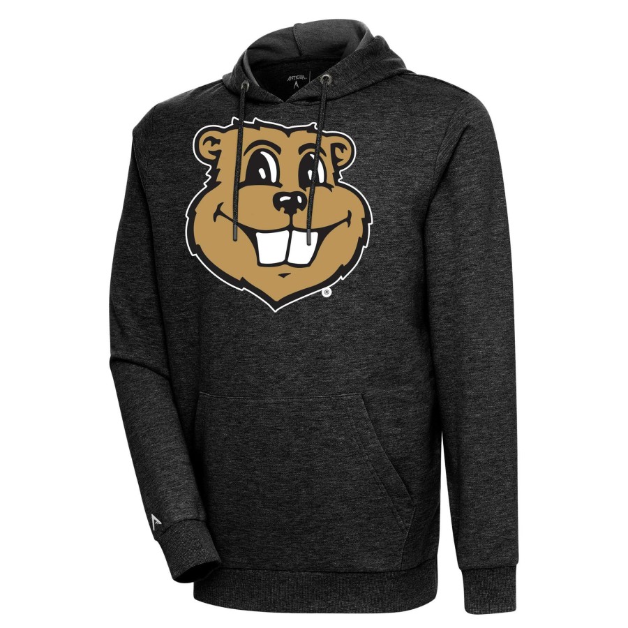 Men * | Reliable Quality Men'S Antigua Heather Black Minnesota Golden Gophers Goldy Blown Up Action Pullover Hoodie